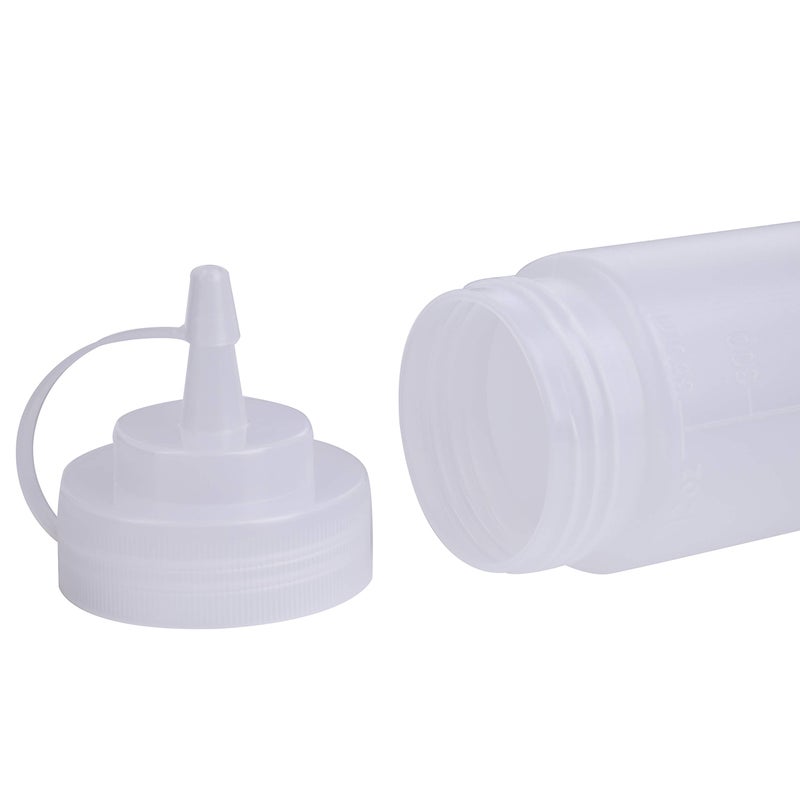 Bekith 12 pack 12 Oz Plastic Squeeze Condiment Bottles with Twist On Cap Lids and Discrete Measurements, Wide Mouth Empty Squirt Bottle For Sauce, Ketchup, BBQ, Dressing, Paint - Image 3